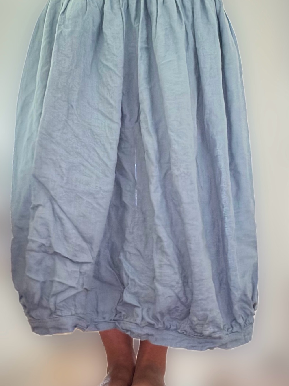 Soft Blue Women's Gathered linen Skirt
